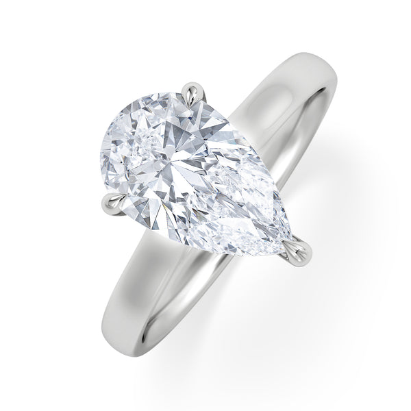 Amora Pear 2.09ct Hidden Halo Lab Diamond Engagement Ring F/VS Set in Platinum
